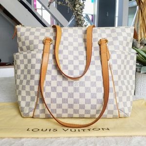 💕RARE Authentic LV Totally MM Damier Azur Tote Bag
